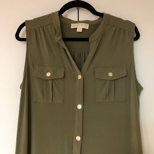 Michael Kors Army Green Button-Up Dress